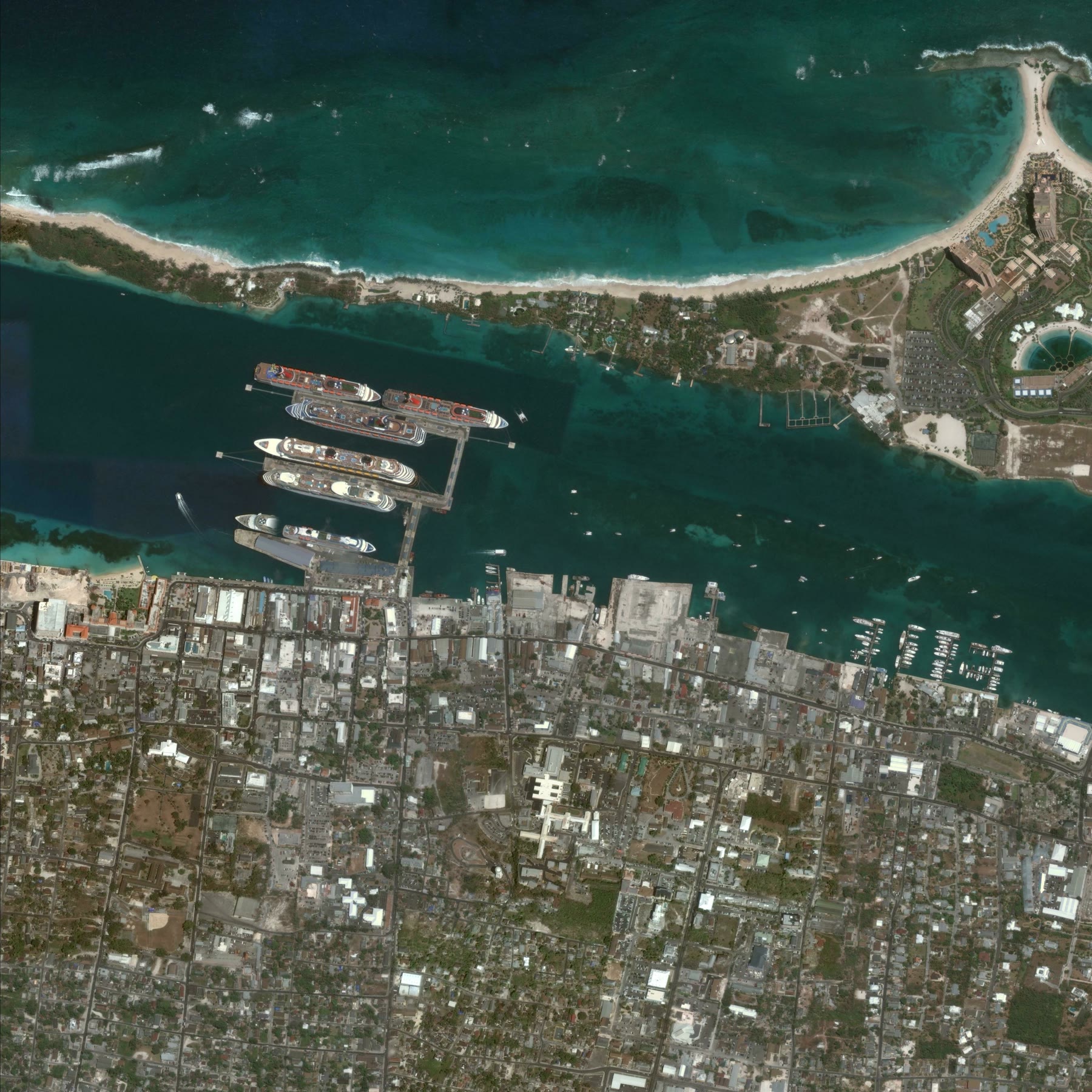 High-resolution coastal scene used for route-planning VQA